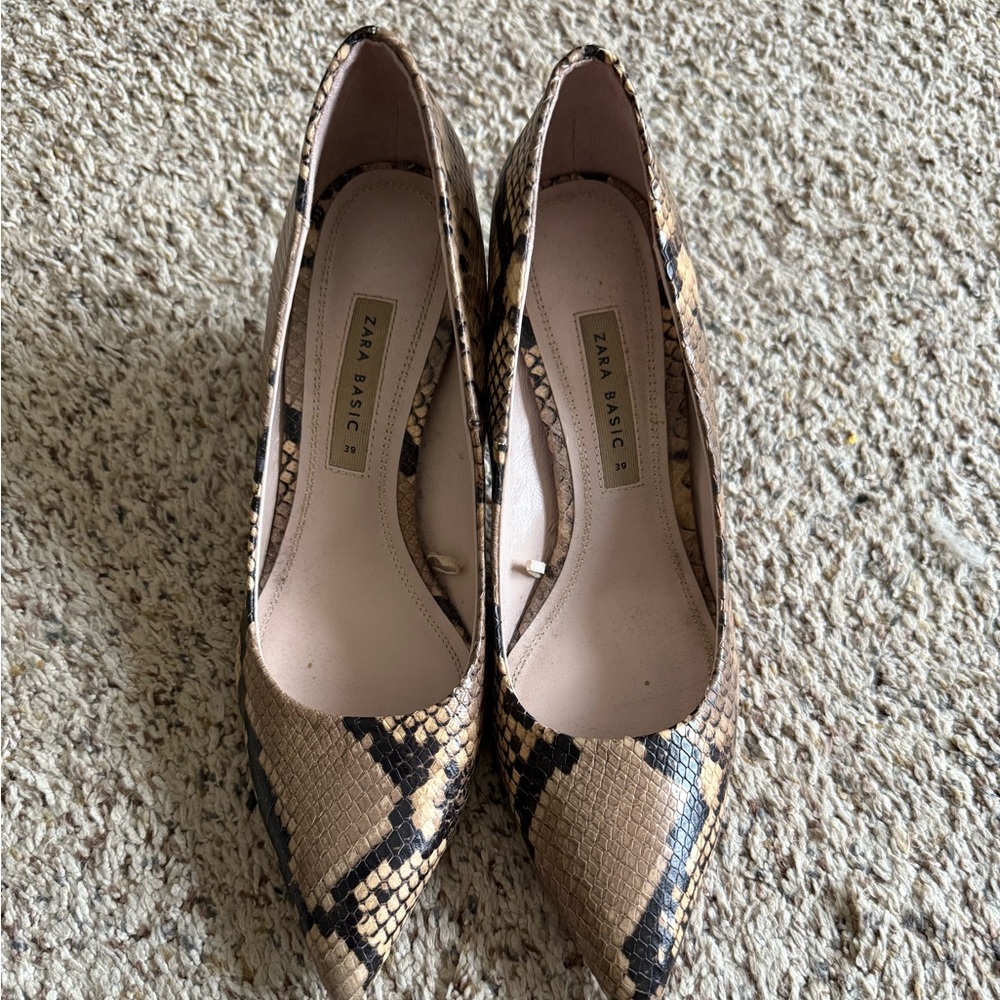 Zara Snake Skin Block Heel - image 1